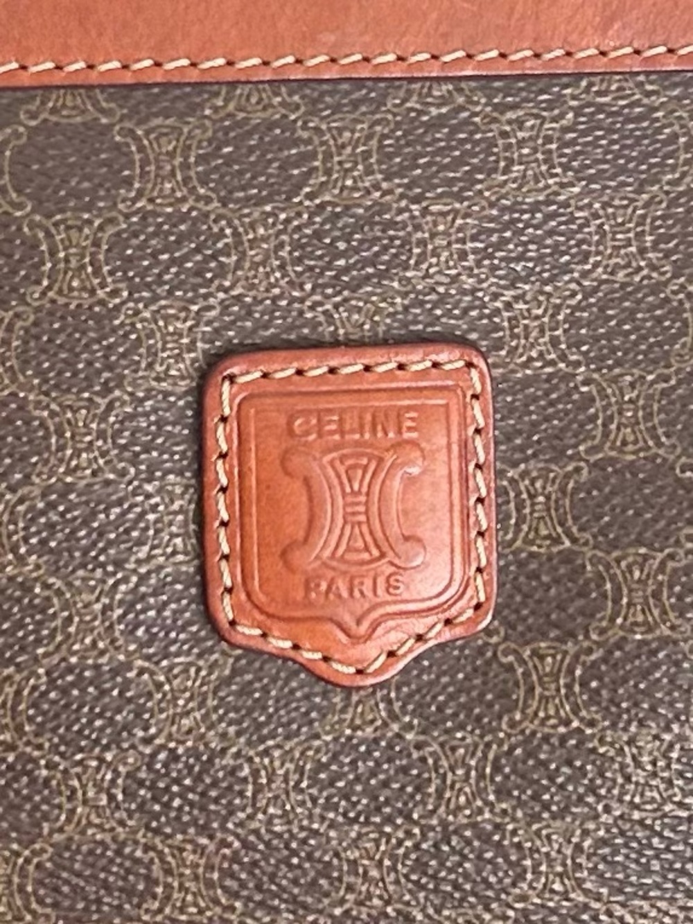 Celine Macadam Monogram Brown Canvas Leather Zip Clutch Pouch Vintage - Picture 4 of 15